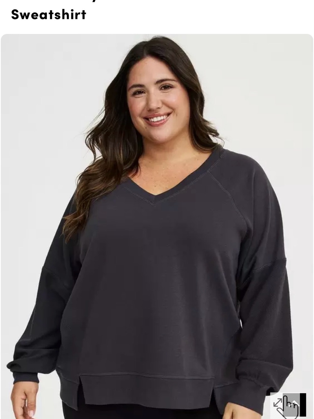 Torrid Charcoal V-Neck Pullover Sweatshirt